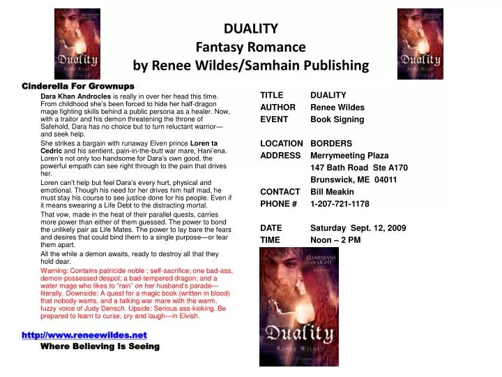 duality fantasy romance by renee wildes samhain publishing