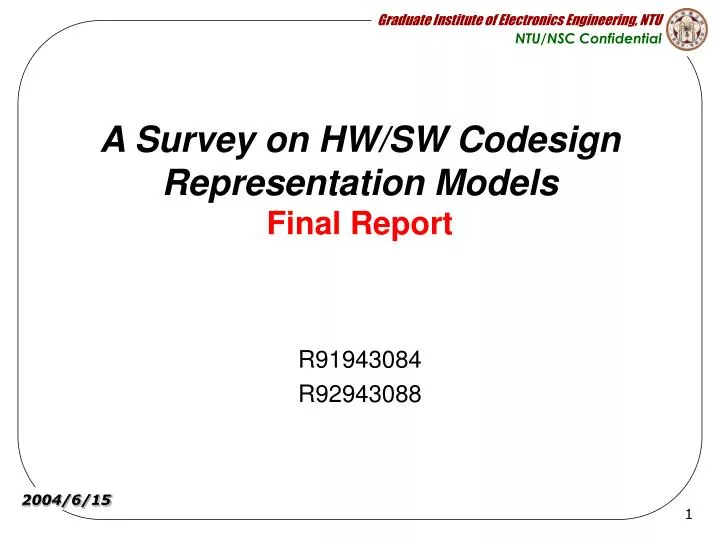 a survey on hw sw codesign representation models final report