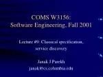 Classical Specification and Service Discovery in Software Engineering - slide 1