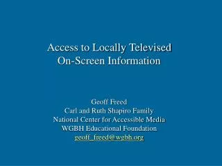 Access to Locally Televised On-Screen Information