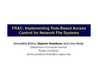FRAC: Implementing Role-Based Access Control for Network File Systems