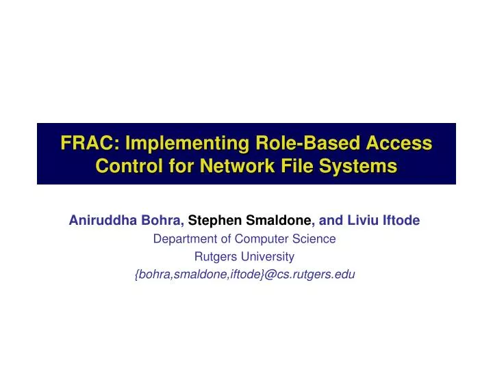 frac implementing role based access control for network file systems