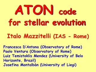 ATON code for stellar evolution