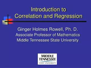 Introduction to Correlation and Regression