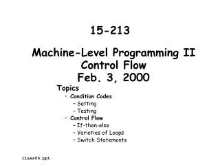 machine level programming ii control flow feb 3 2000
