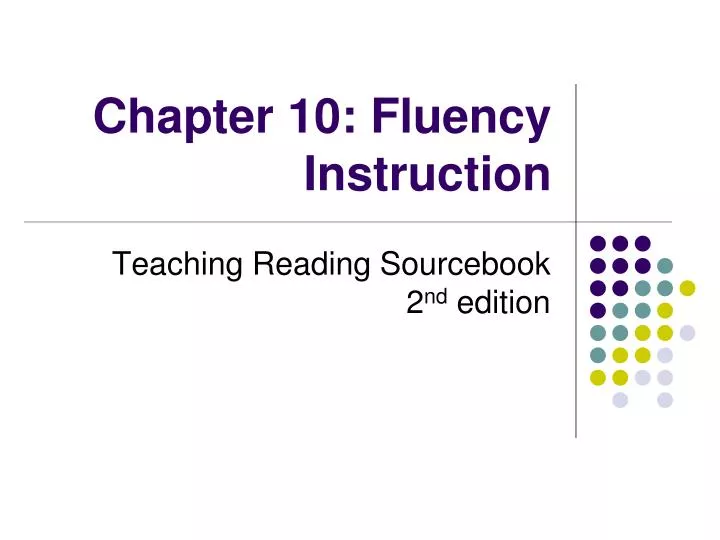 chapter 10 fluency instruction