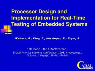 Processor Design and Implementation for Real-Time Testing of Embedded Systems