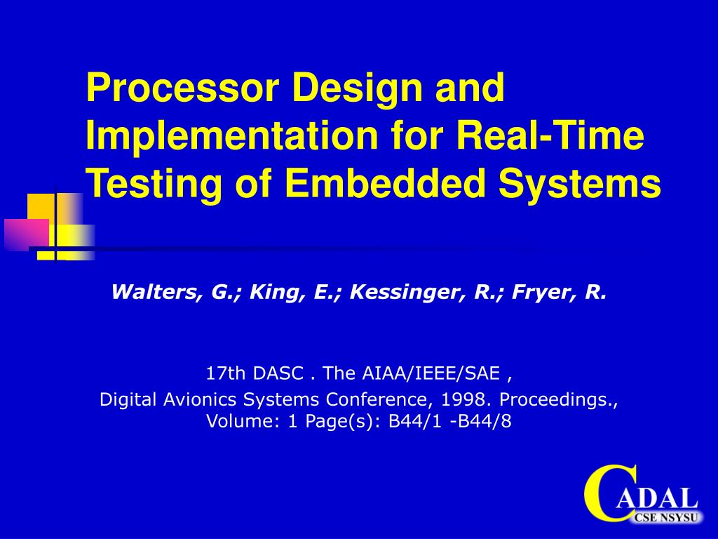PPT - Processor Design and Implementation for Real-Time Testing of ...