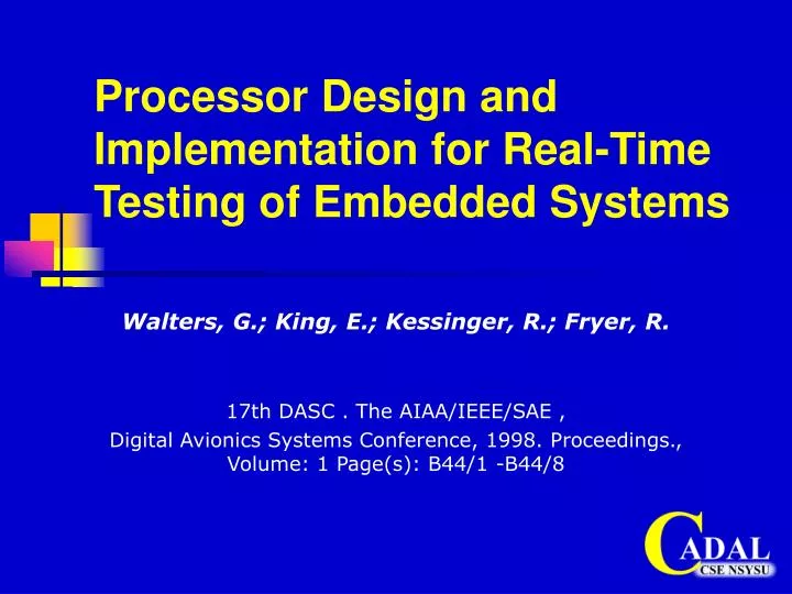 processor design and implementation for real time testing of embedded systems