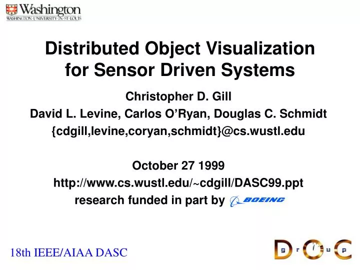 distributed object visualization for sensor driven systems
