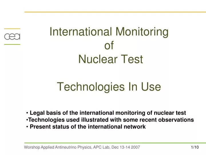 international monitoring of nuclear test technologies in use