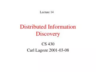 Distributed Information Discovery