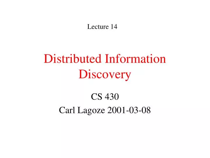 distributed information discovery