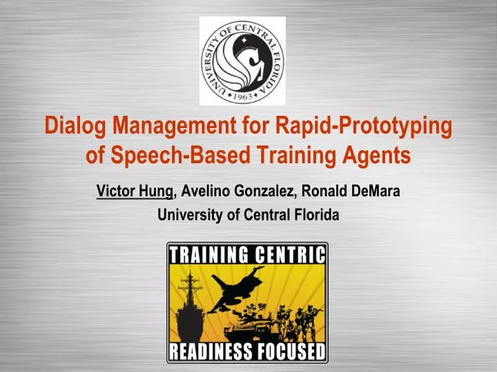 dialog management for rapid prototyping of speech based training agents
