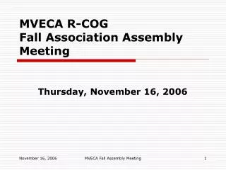 MVECA R-COG Fall Association Assembly Meeting