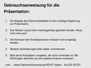 gebrauchsanweisung f r die pr sentation