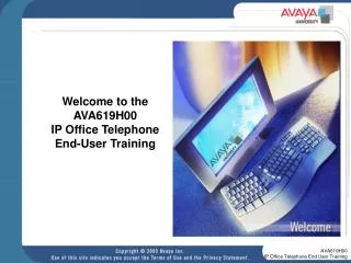 Welcome to the AVA619H00 IP Office Telephone End-User Training