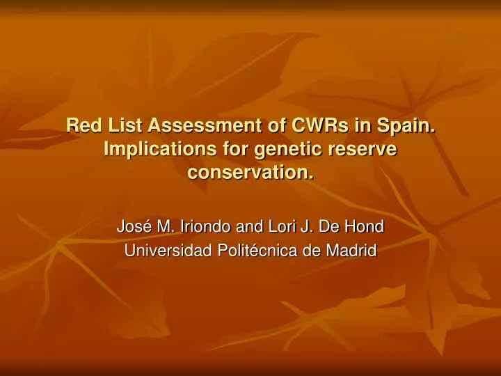 red list assessment of cwrs in spain implications for genetic reserve conservation