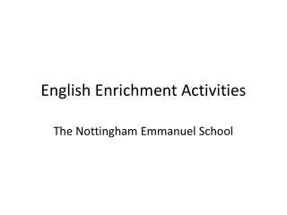 English Enrichment Activities