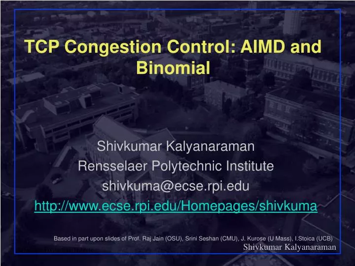 tcp congestion control aimd and binomial
