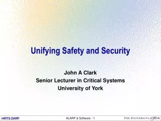 Unifying Safety and Security