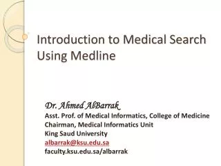 Introduction to Medical Search Using Medline