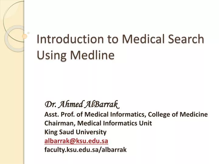 introduction to medical search using medline