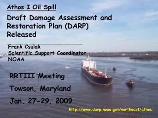 Athos I Oil Spill Draft Damage Assessment and Restoration Plan (DARP) Released