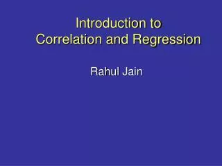 Introduction to Correlation and Regression