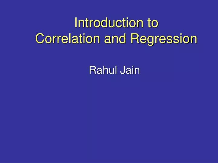 introduction to correlation and regression