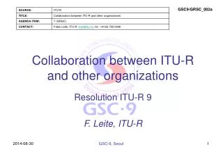 Collaboration between ITU-R and other organizations