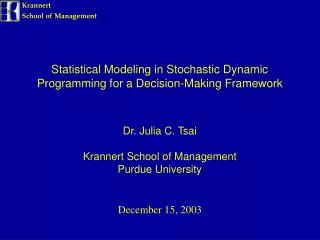Statistical Modeling in Stochastic Dynamic Programming for a Decision-Making Framework