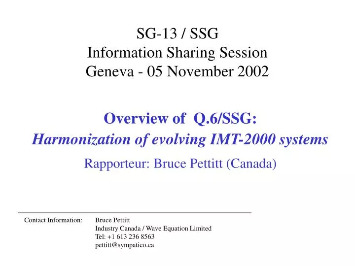 sg 13 ssg information sharing session geneva 05 november 2002
