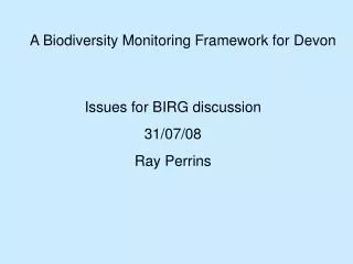 A Biodiversity Monitoring Framework for Devon