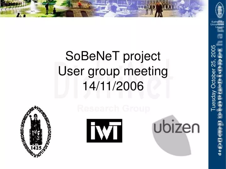 sobenet project user group meeting 14 11 2006