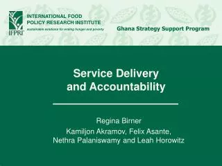 Service Delivery and Accountability