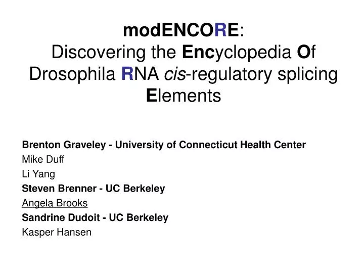 modenco r e discovering the enc yclopedia o f drosophila r na cis regulatory splicing e lements