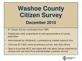 Washoe County Citizen Survey December 2010