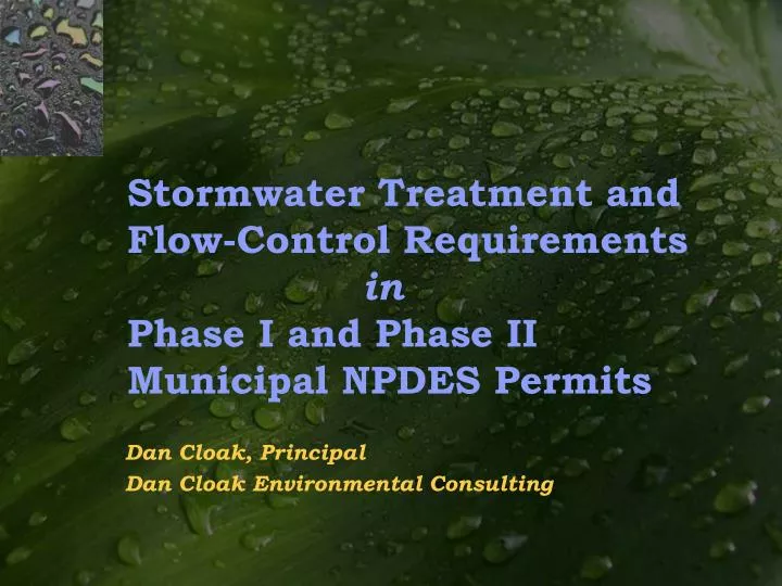 stormwater treatment and flow control requirements in phase i and phase ii municipal npdes permits