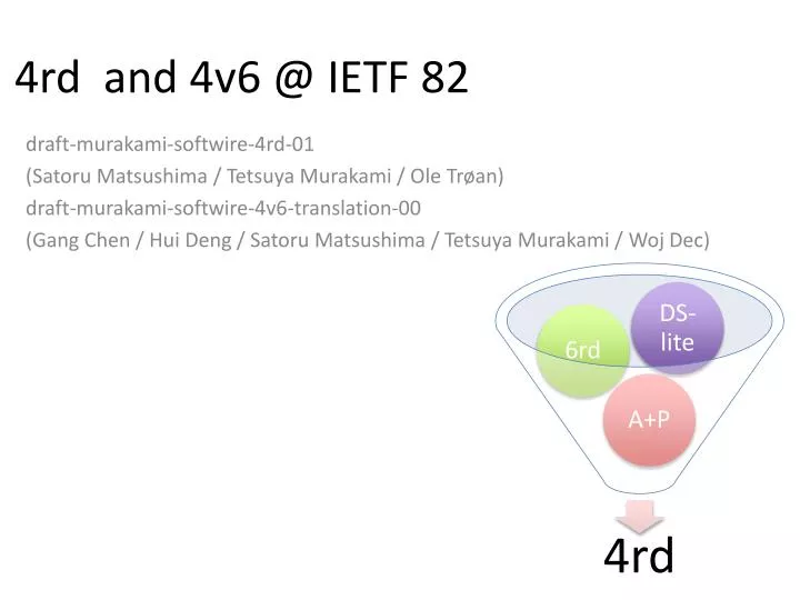 4rd and 4v6 @ ietf 82