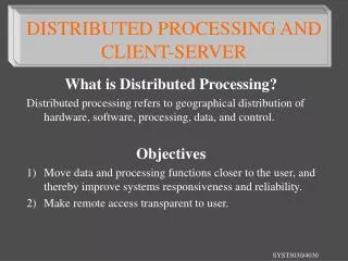 What is Distributed Processing?