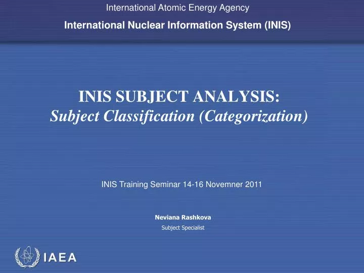 inis subject analysis subject classification categorization