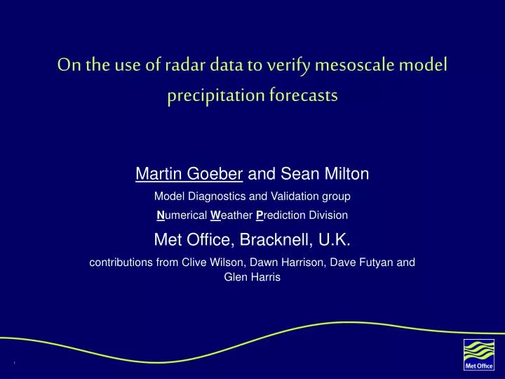on the use of radar data to verify mesoscale model precipitation forecasts