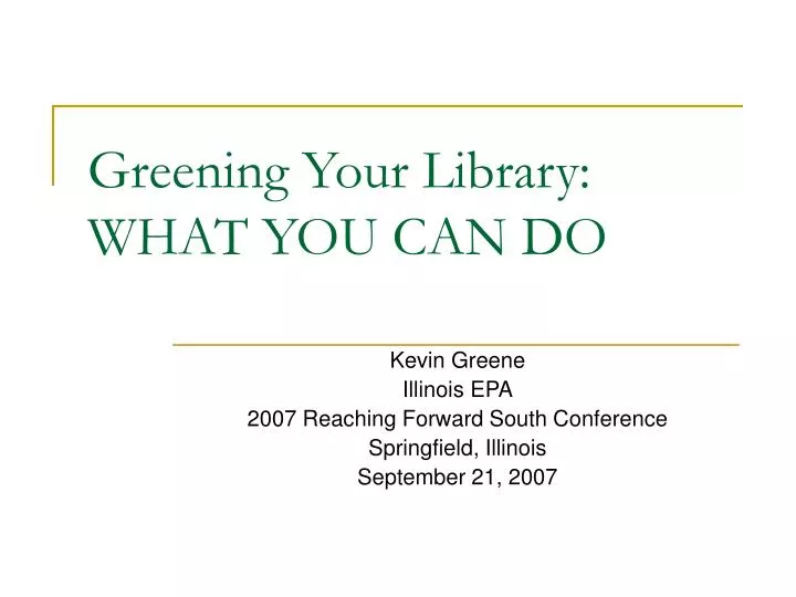 greening your library what you can do