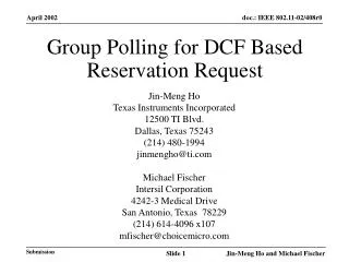 Group Polling for DCF Based Reservation Request