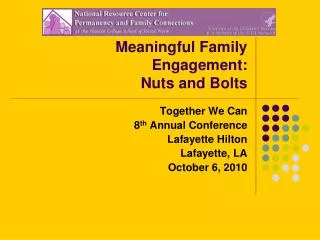 Meaningful Family Engagement: Nuts and Bolts