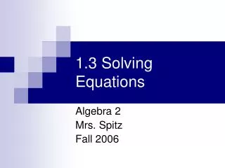 1.3 Solving Equations