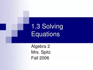 1 3 solving equations