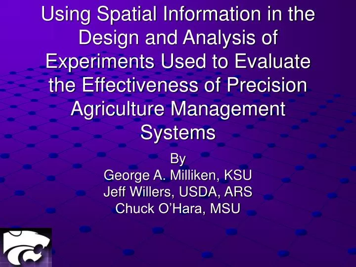 by george a milliken ksu jeff willers usda ars chuck o hara msu