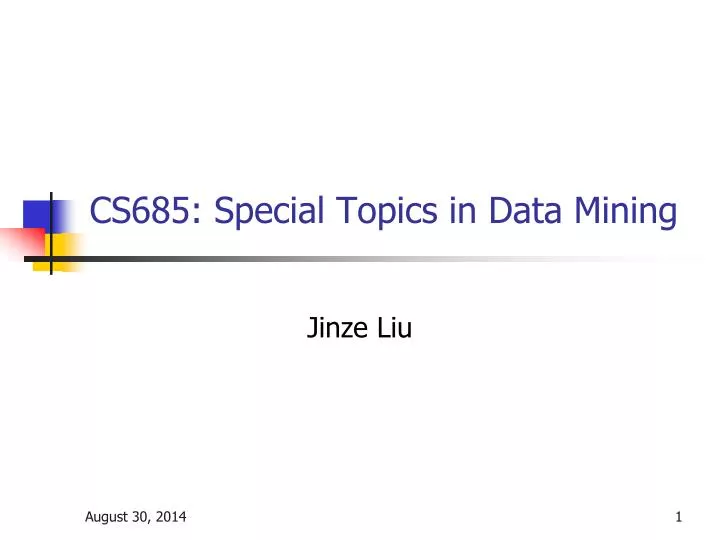 cs685 special topics in data mining